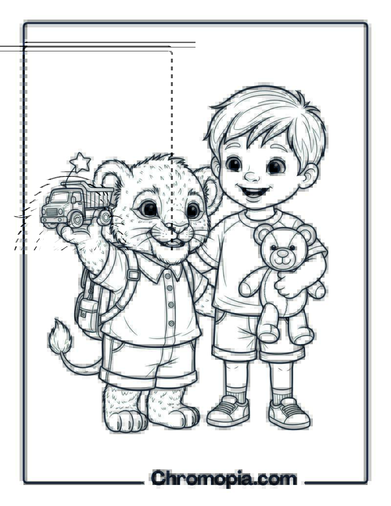 Lion in Classroom Show-and-Tell coloring page