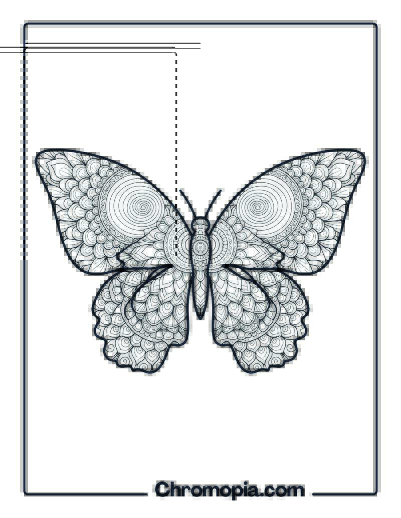 Butterfly Mandala Explosion coloring page