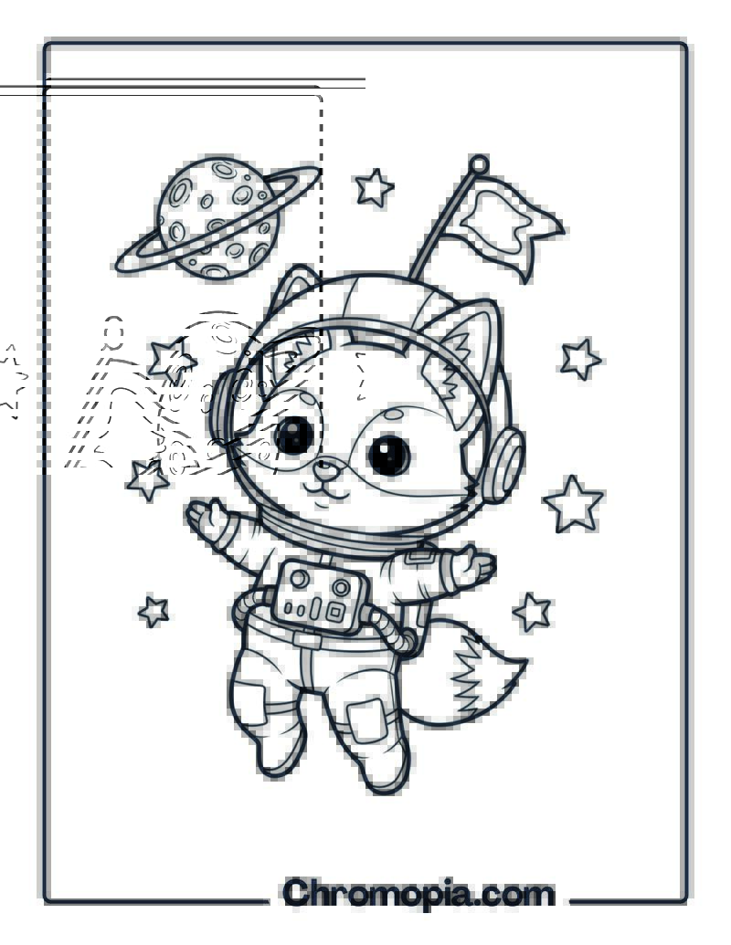 Chibi Fox in Space Suit coloring page