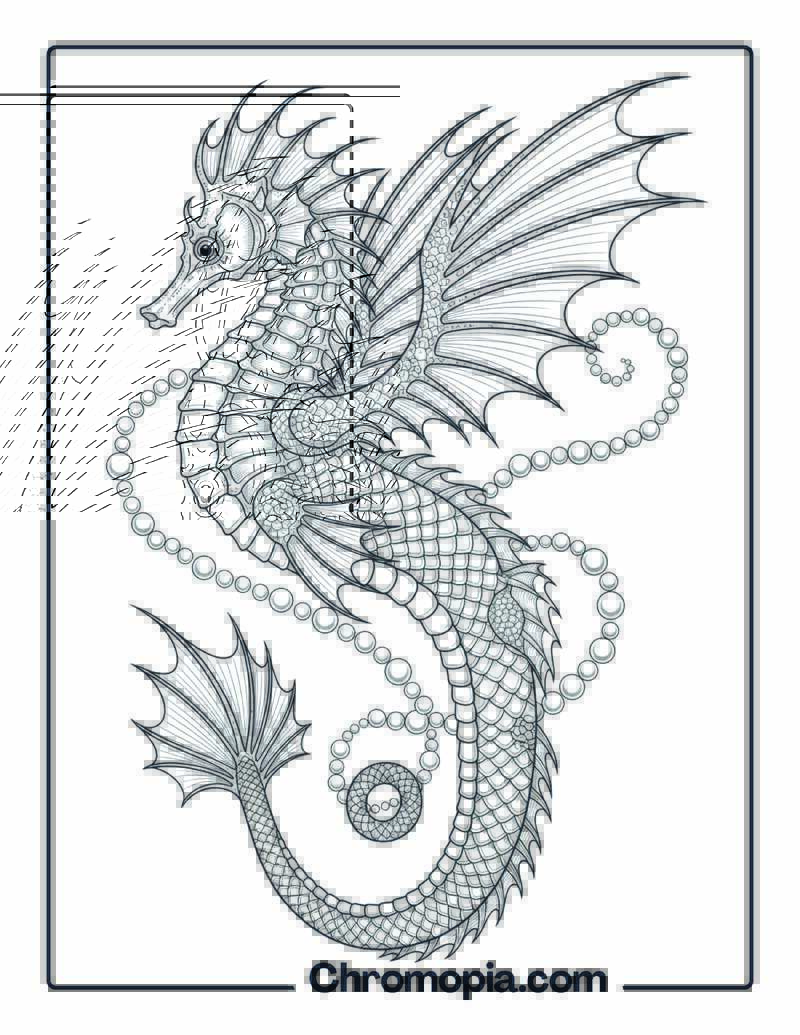 Mythical Sea Horse Dragon coloring page