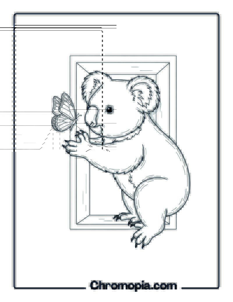 3D Art Illusion Koala Climber coloring page