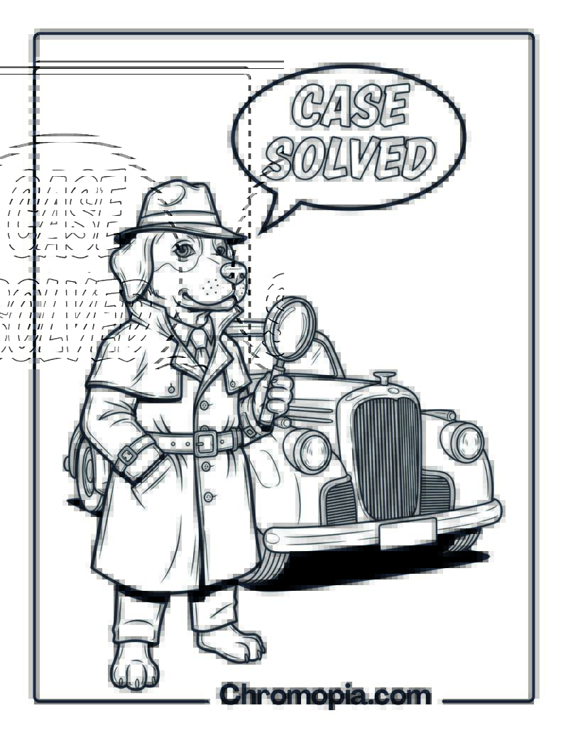 Cel-Shaded Comic Style Dog Detective coloring page