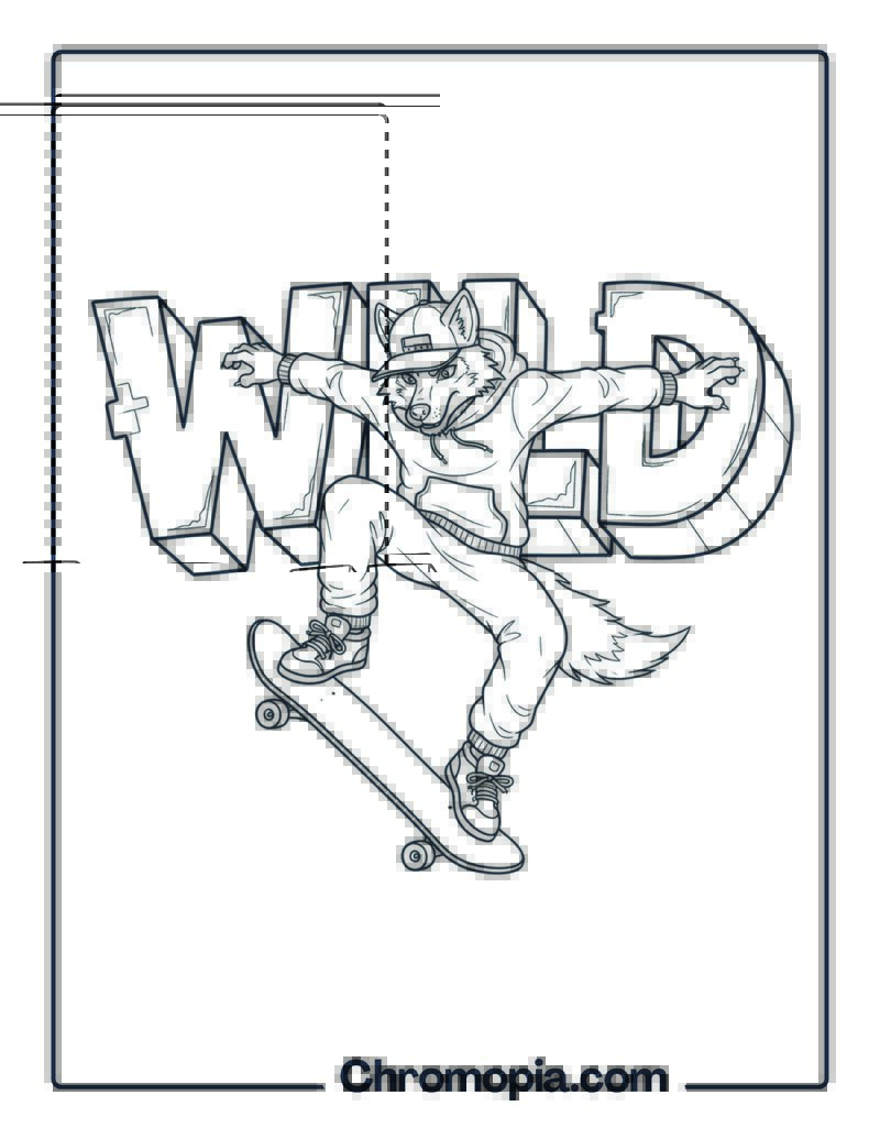 Graffiti Street Art Wolf Skater coloring page