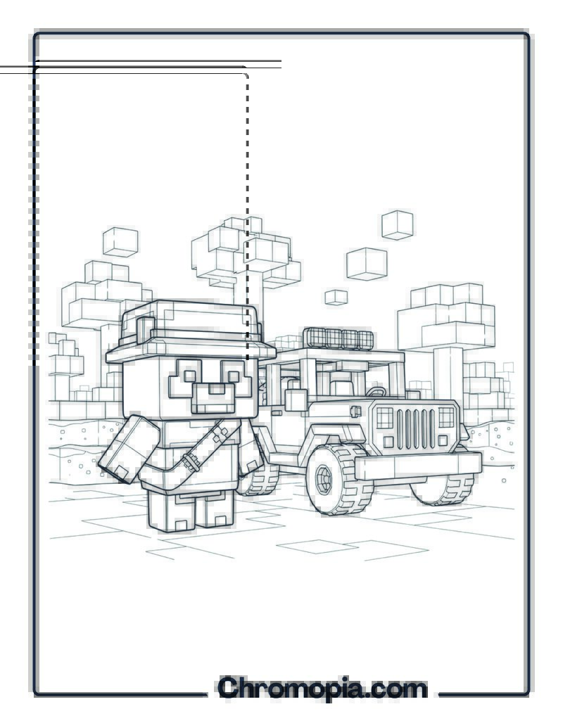 Minecraft Style Panda Explorer coloring page