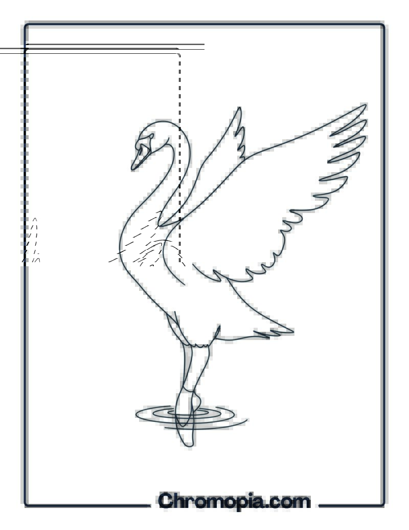 Minimalist Line Art Swan Dancer coloring page
