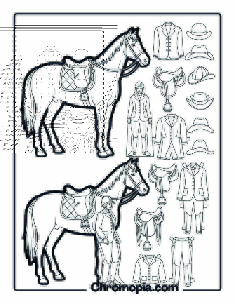 Paper Doll Style Horse Rider coloring page