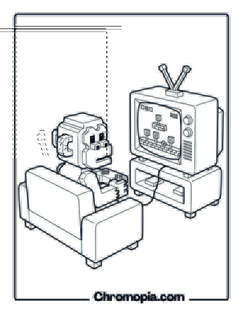 Pixel Art Monkey Gamer coloring page