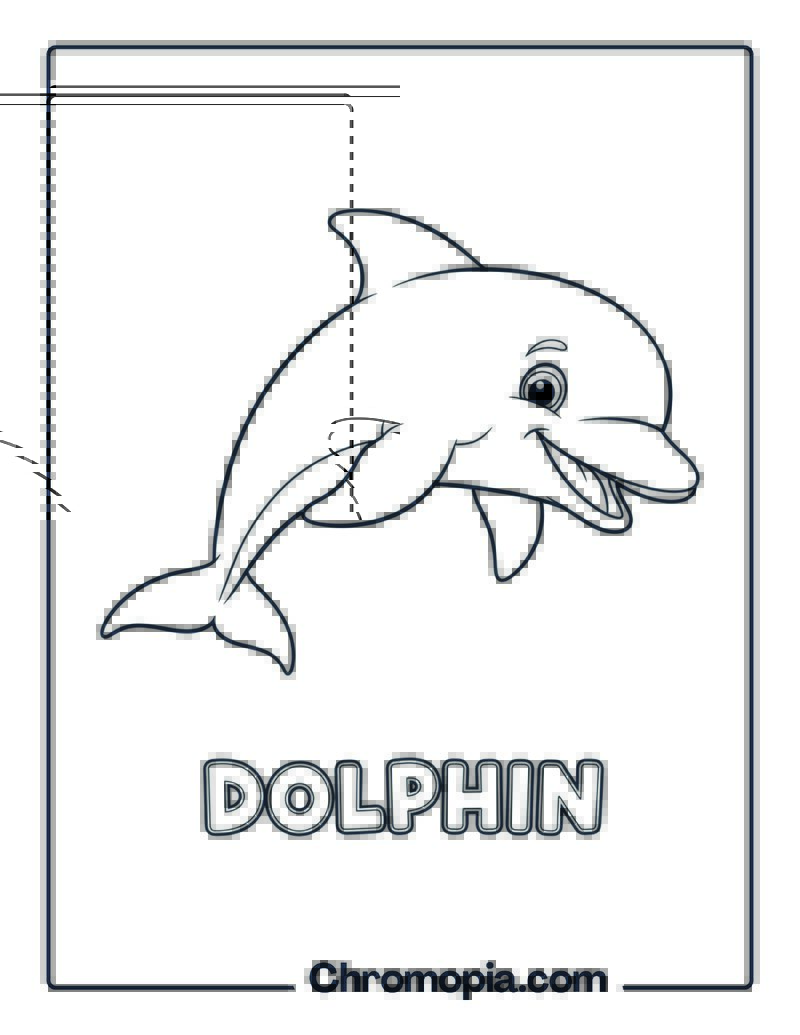 Dolphin swimming smiling coloring page