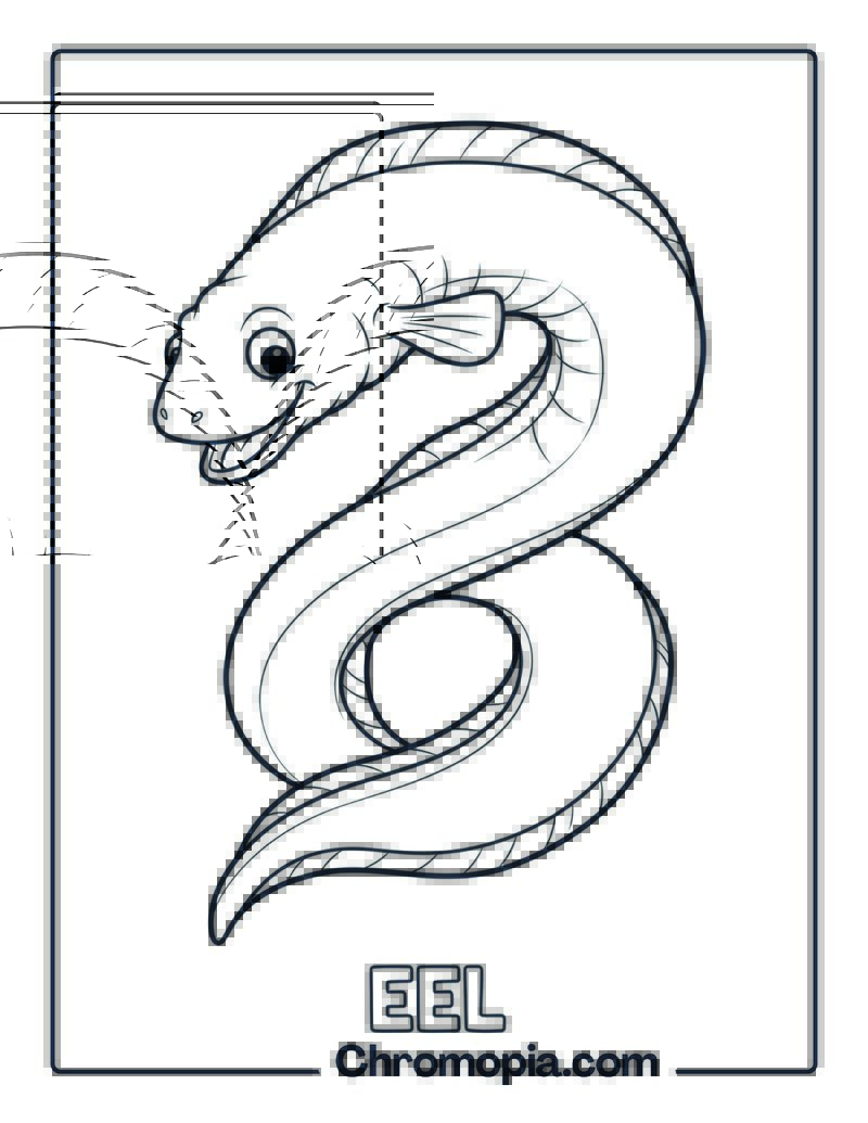 Eel twisting coloring page