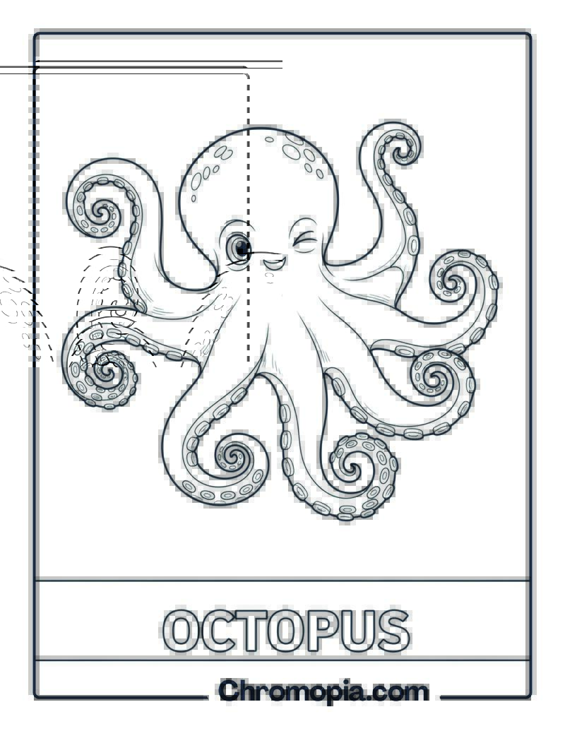Octopus waving arms coloring page