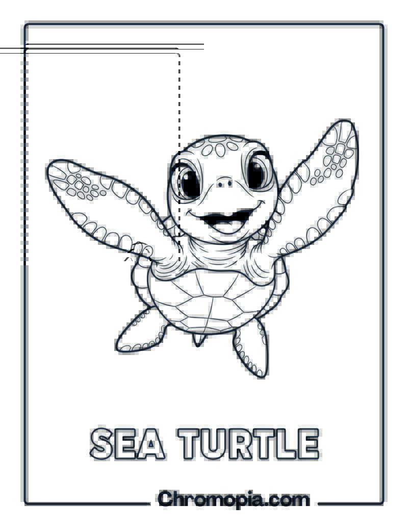 Sea turtle swimming coloring page