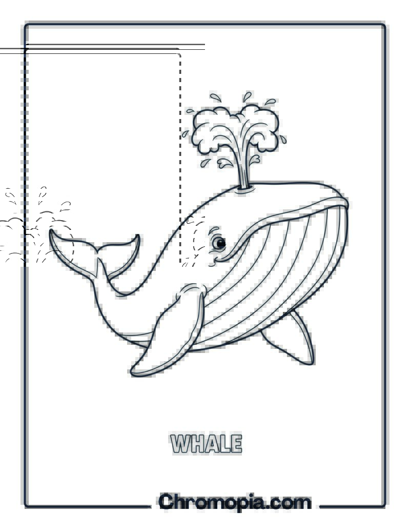 Whale blowing water coloring page