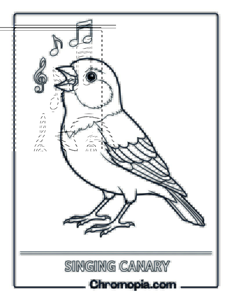 Canary Bird Singing Coloring Page