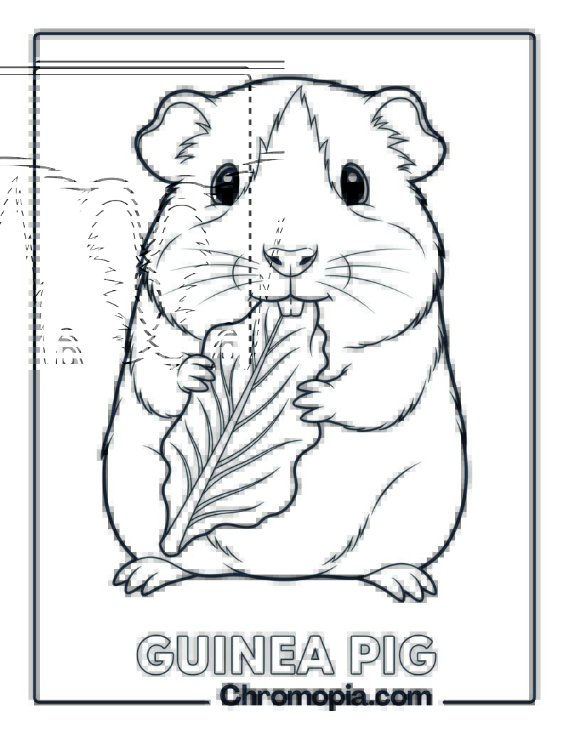 Guinea Pig Eating Lettuce Coloring Page