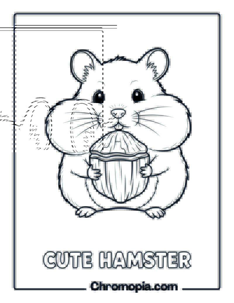 Hamster Holding Nut Coloring Page