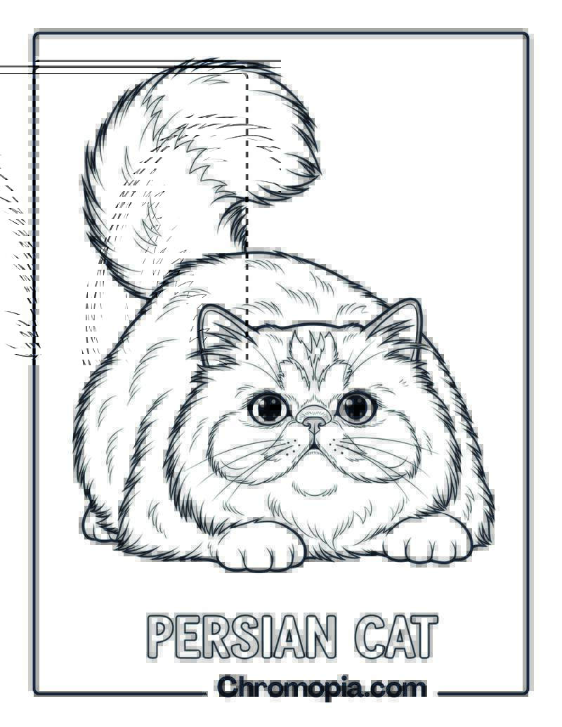 Persian Cat Lying Down Coloring Page