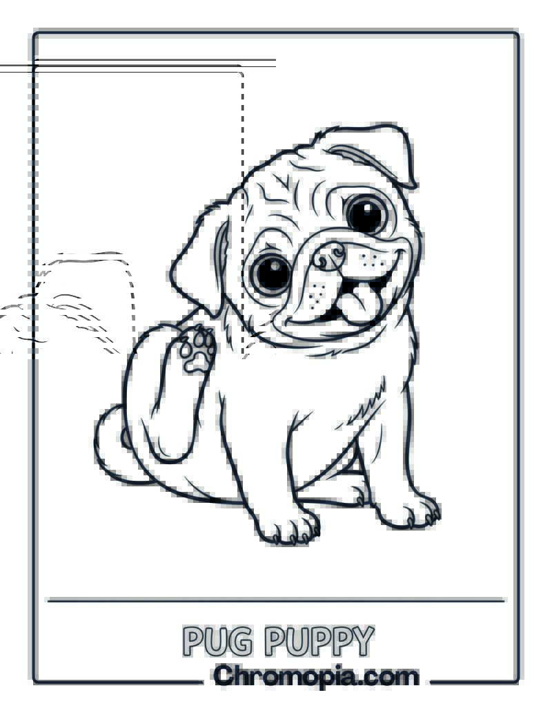 Pug Puppy Scratching Coloring Page