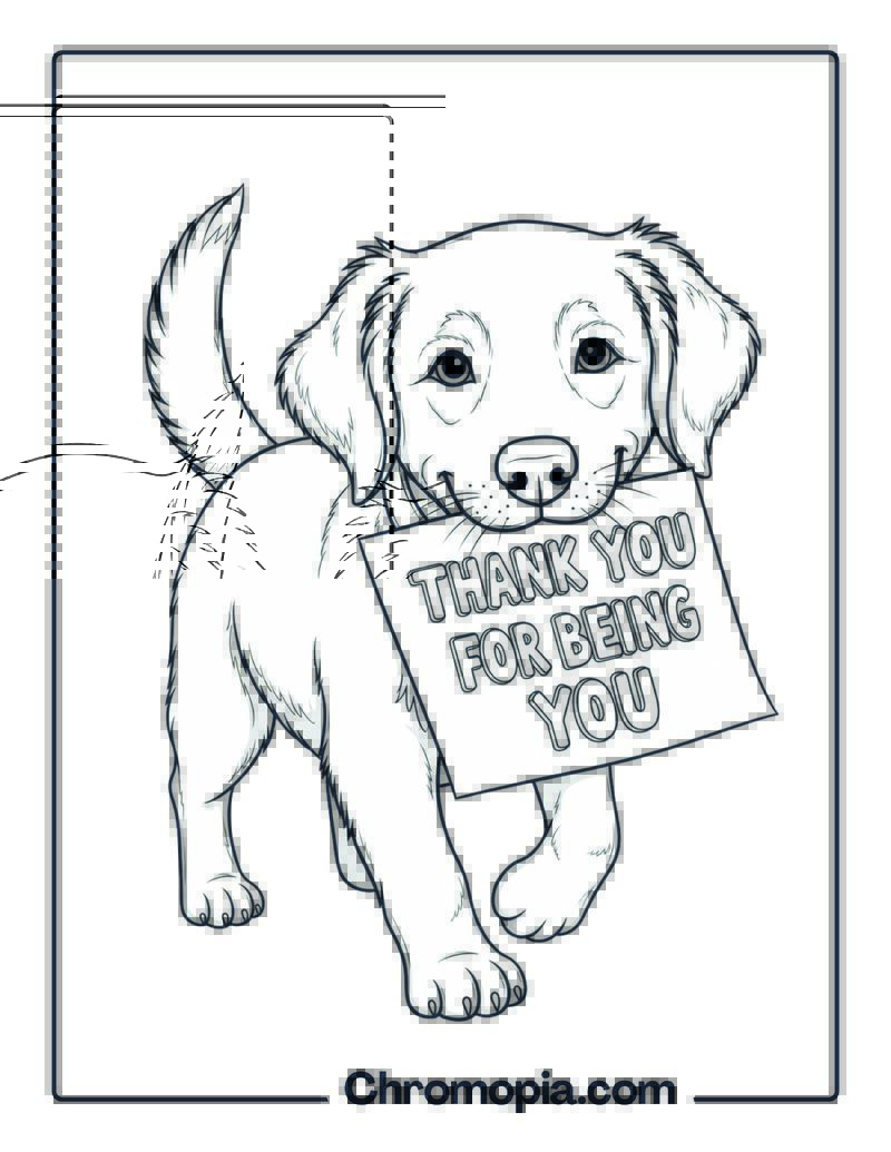 Friendly Dog Carrying a Note Coloring Page