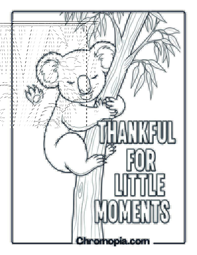 Koala Hugging Tree Coloring Page