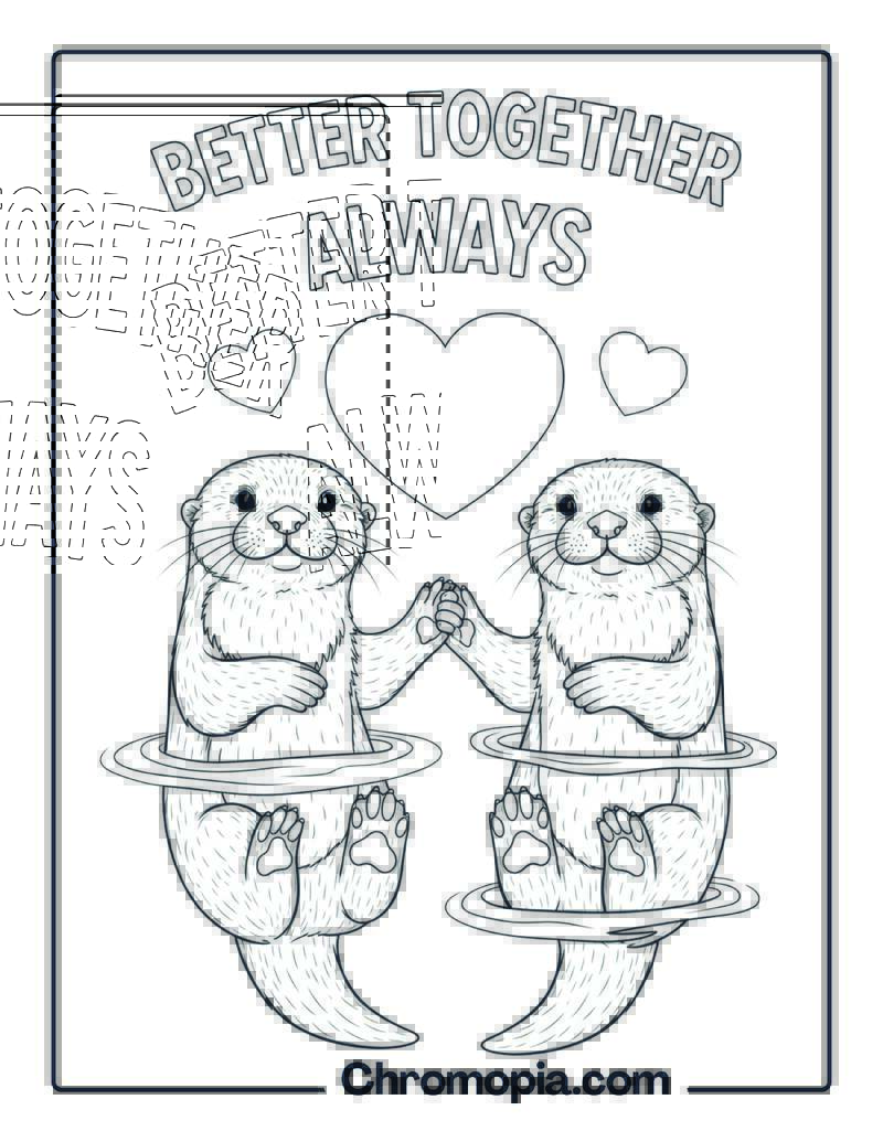 Otter Holding Hands Coloring Page