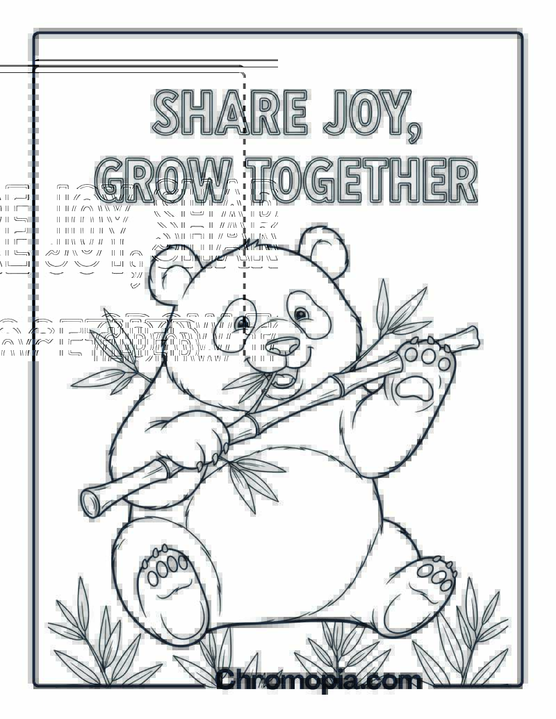 Playful Panda Eating Bamboo Coloring Page