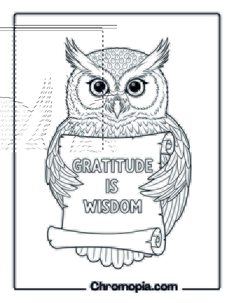 Wise Owl Holding a Scroll Coloring Page
