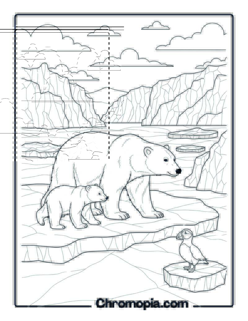 Polar Bears on Ice Sheet coloring page