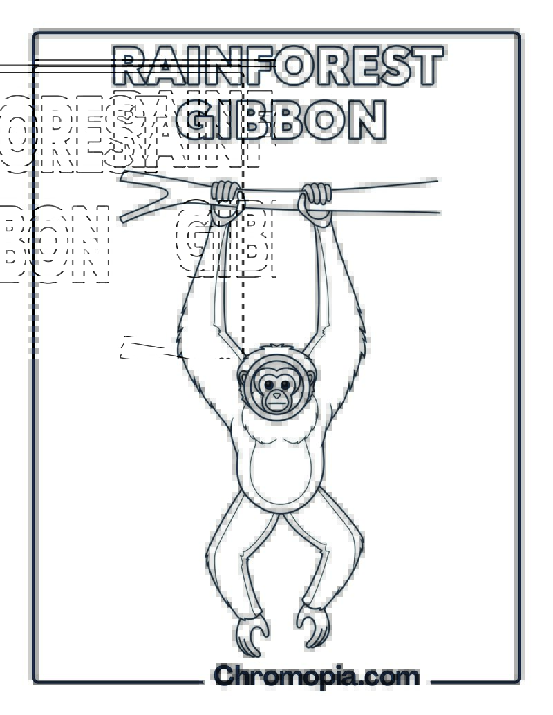 Gibbon Hanging by Arms coloring page