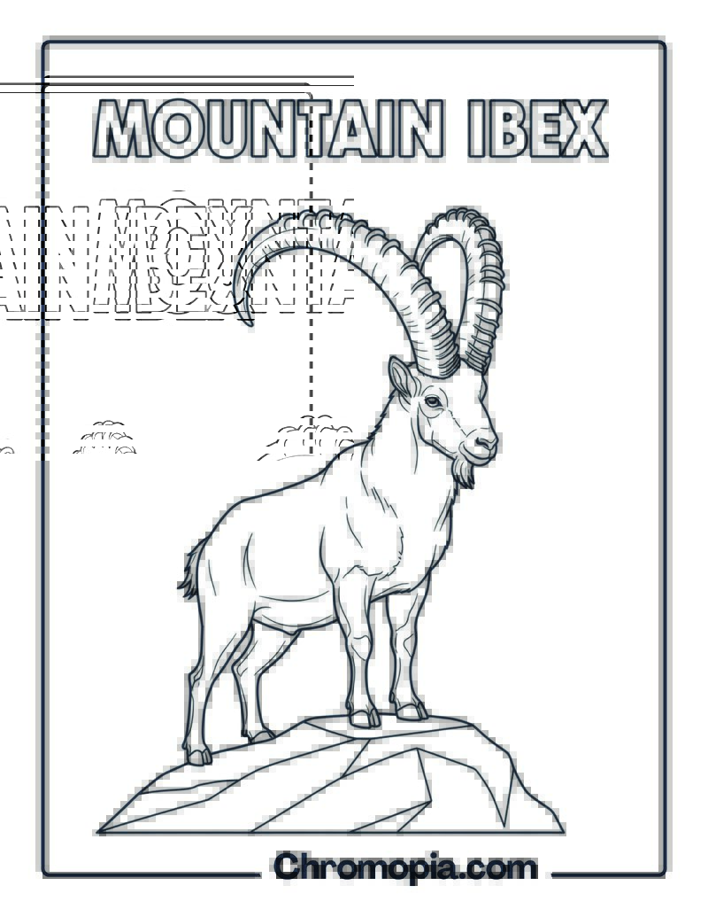 Ibex on Rocky Platform coloring page