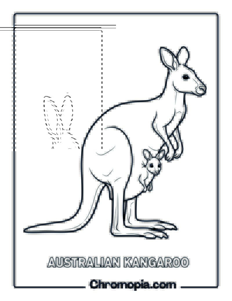 Kangaroo with Joey coloring page