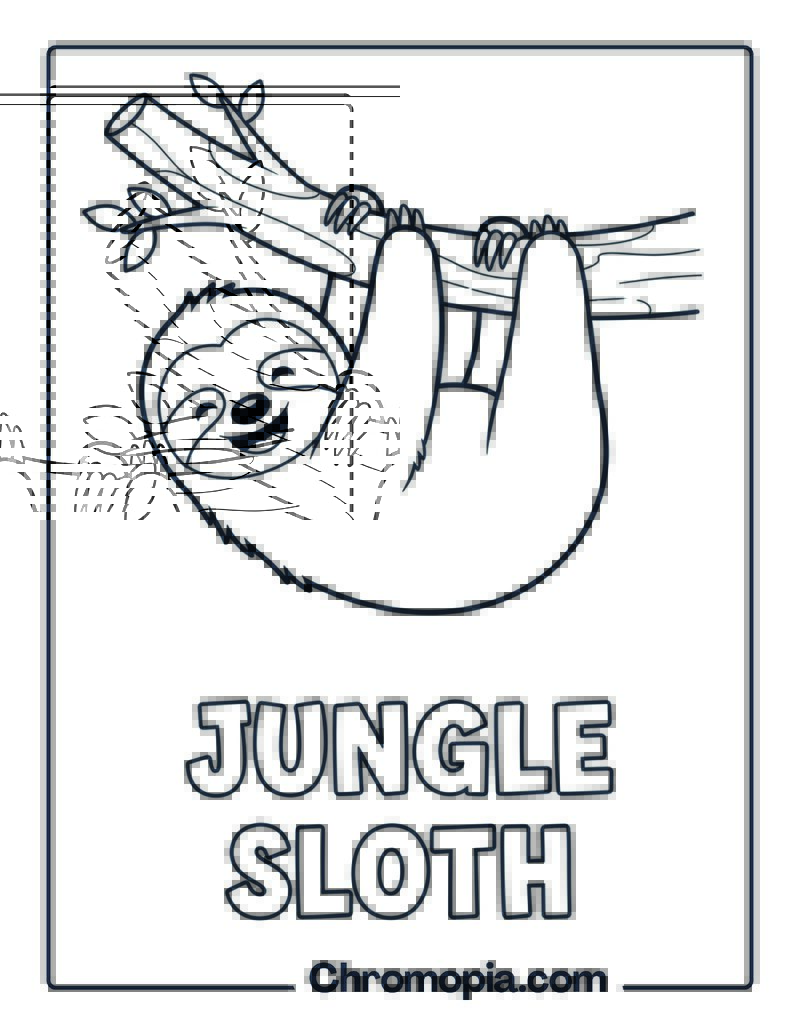 Sloth Hanging from Tree coloring page