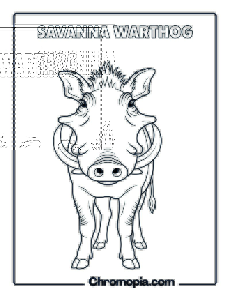 Warthog Standing Forward coloring page