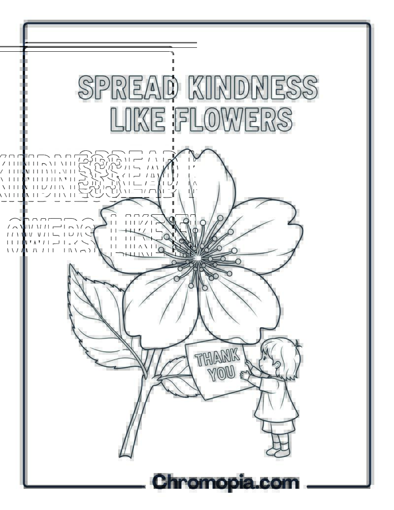 Cherry Blossom Kindness Coloring Page