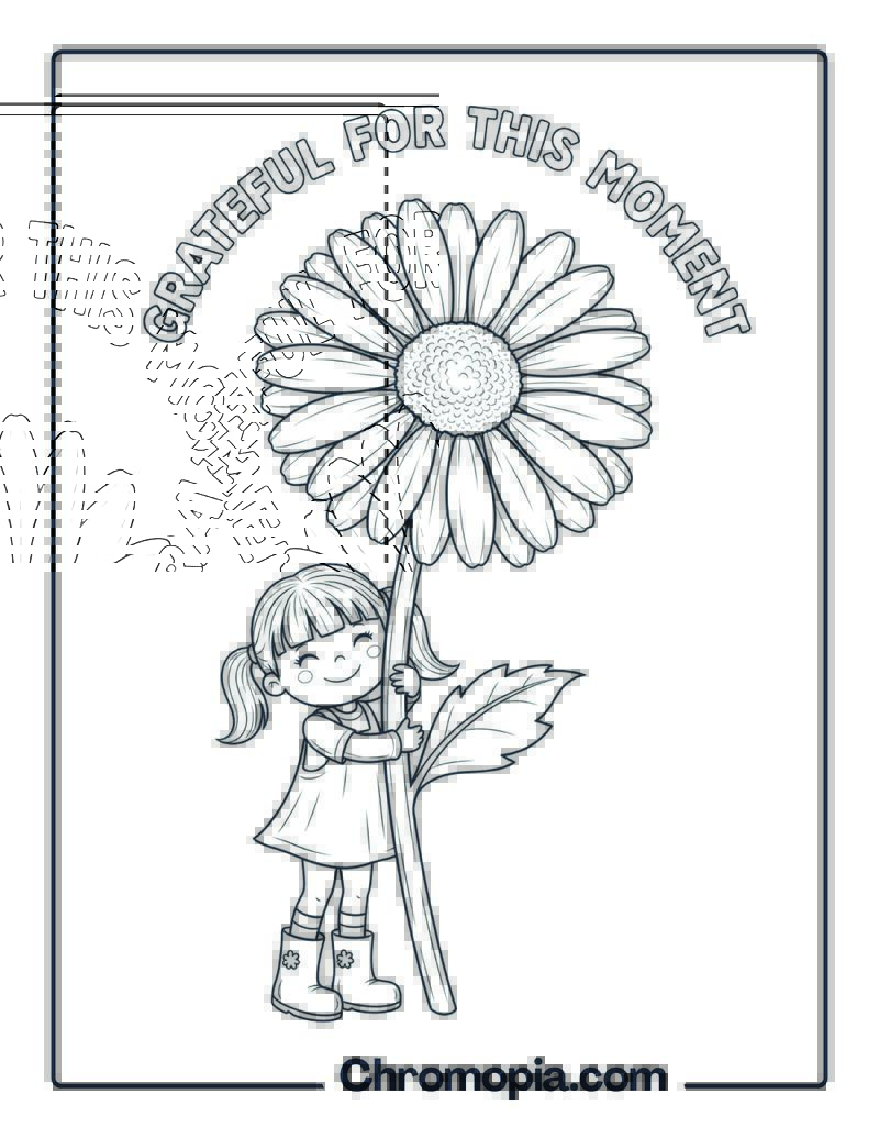 Daisy Hug Gratitude Coloring Sheet