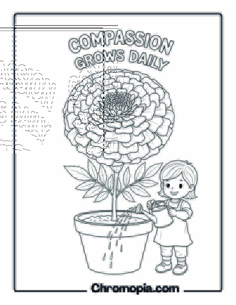 Giant Marigold Compassion Coloring Page