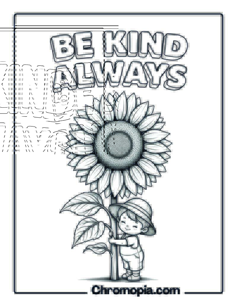 Giant Sunflower Kindness Coloring Page