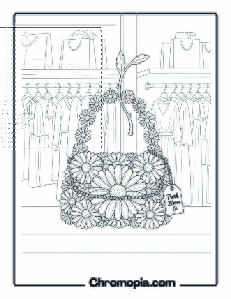 Daisy-Petal Handbag in Boutique Coloring Page