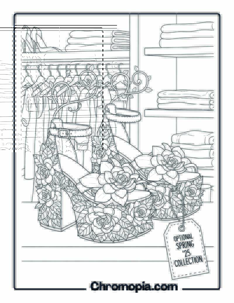 Gardenia-Themed Platform Shoe Pair Coloring Page