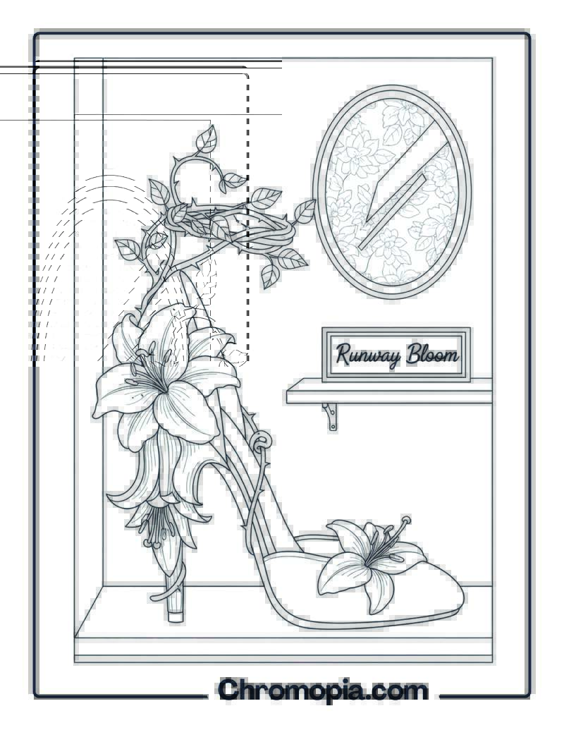 Lily Stiletto Shoe Display Coloring Page