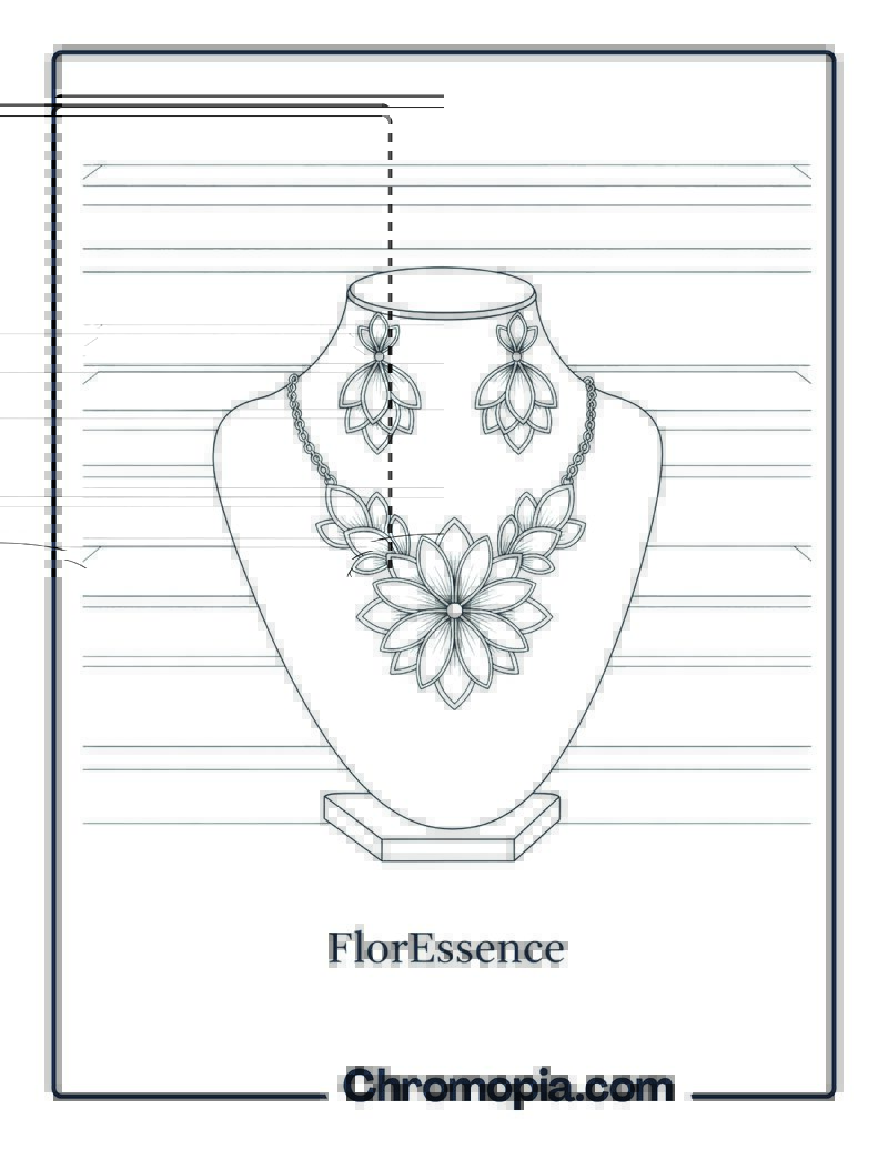 Violet Earrings and Necklace Set Coloring Page