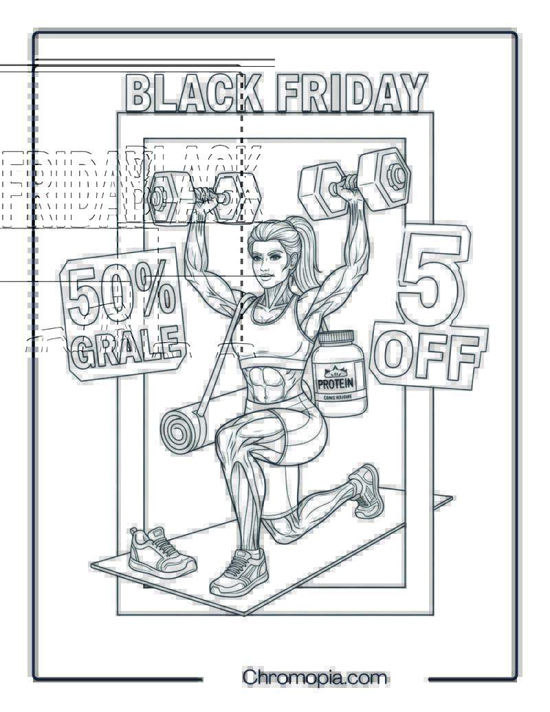 Black Friday Gym Gear Grab Coloring Page