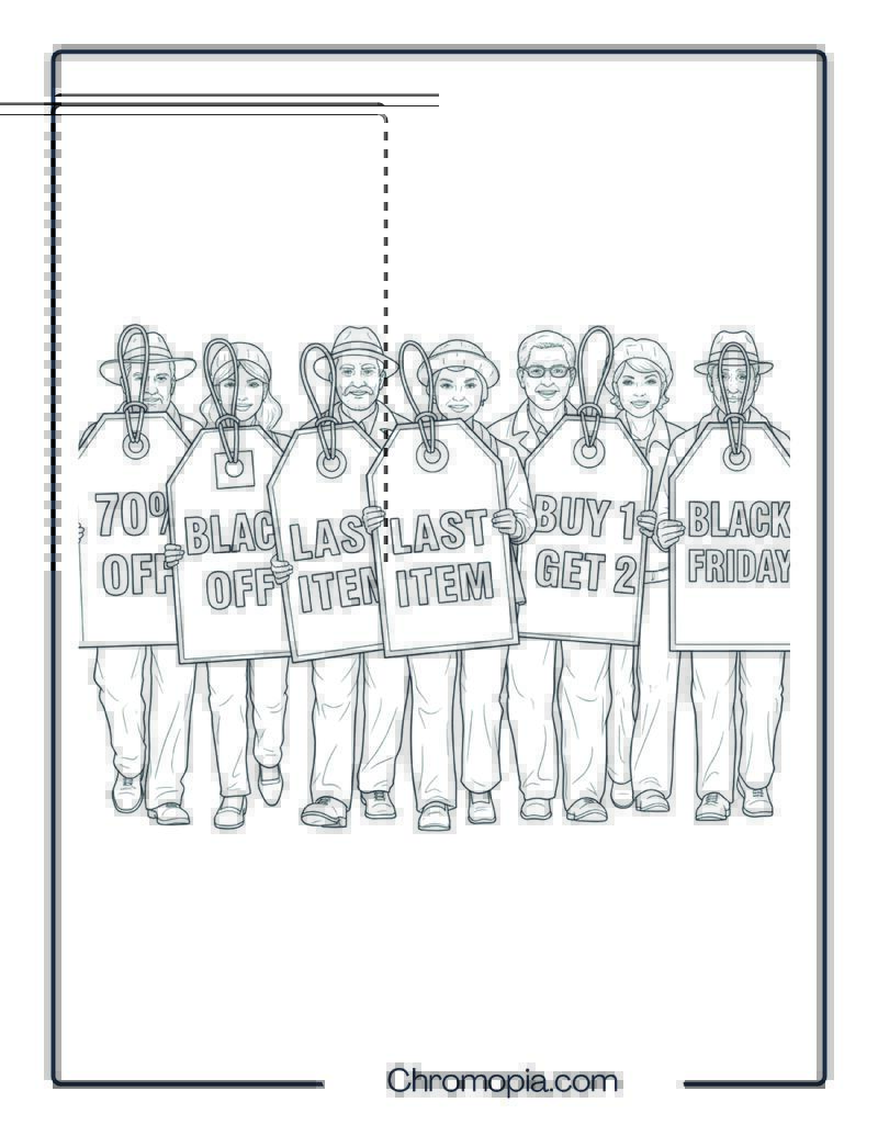 Black Friday Price Tag Parade Coloring Sheet