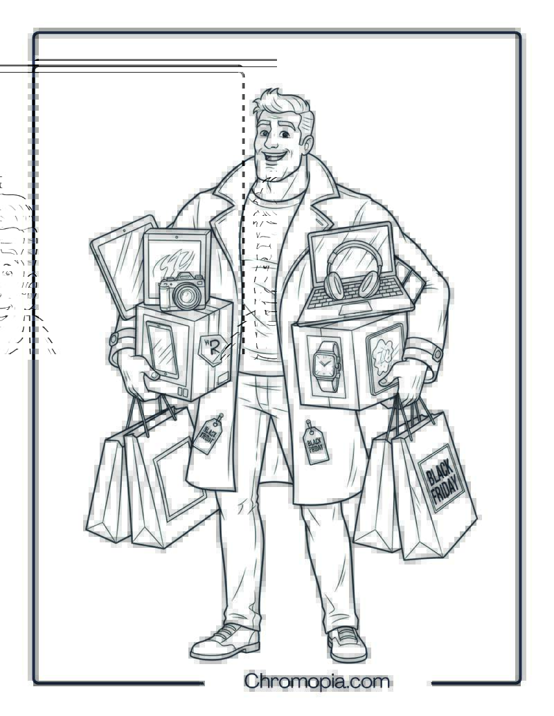 Coloring Pages Black Friday Electronics Rush