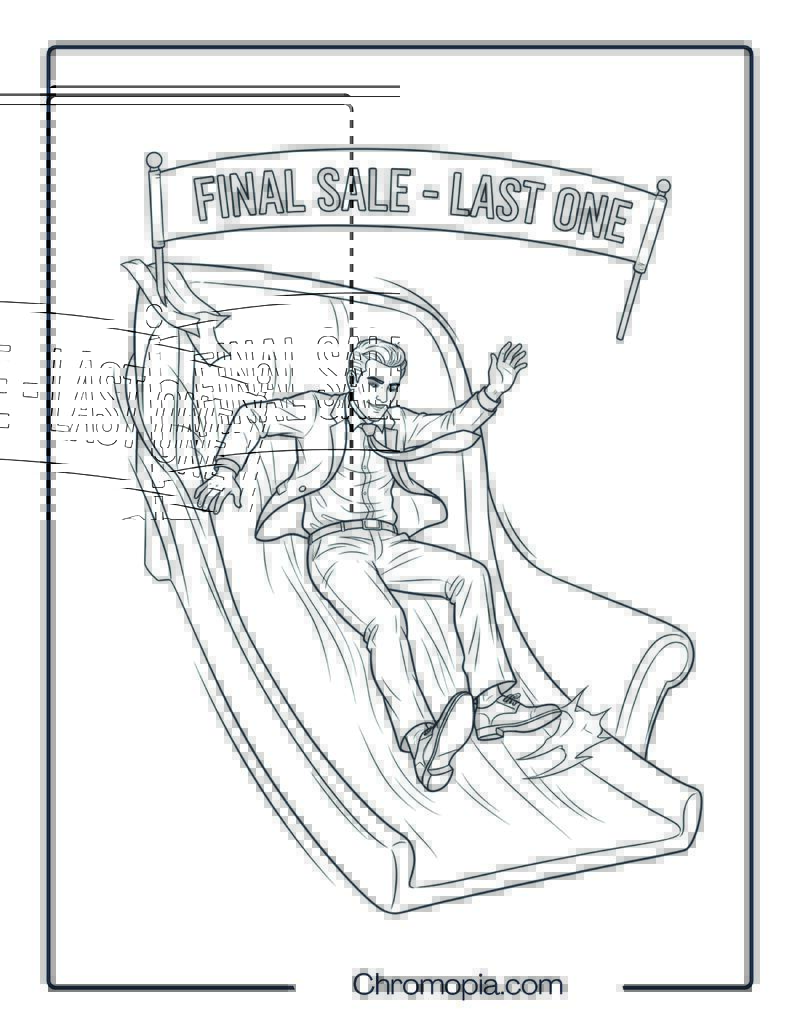 Funny Black Friday Sofa Slide Coloring Sheet