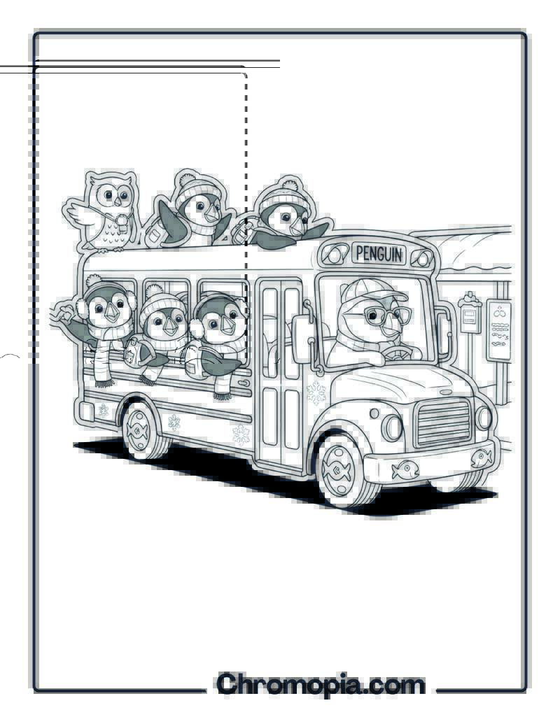 Penguin School Bus Ride coloring pages