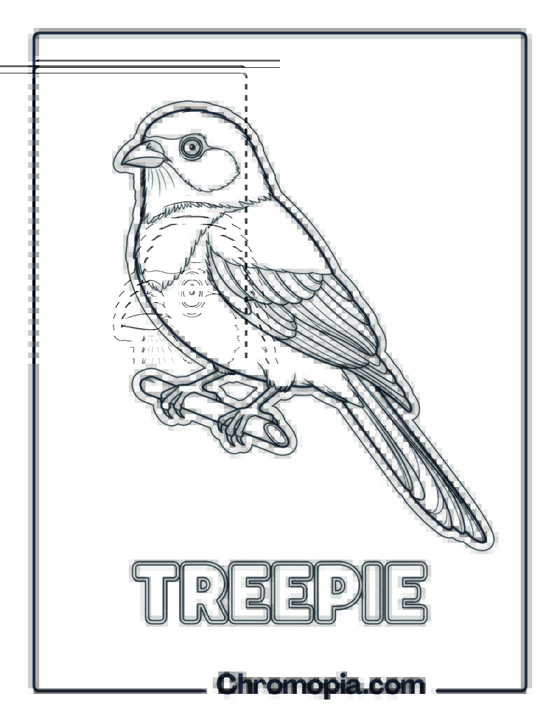 Treepie coloring page