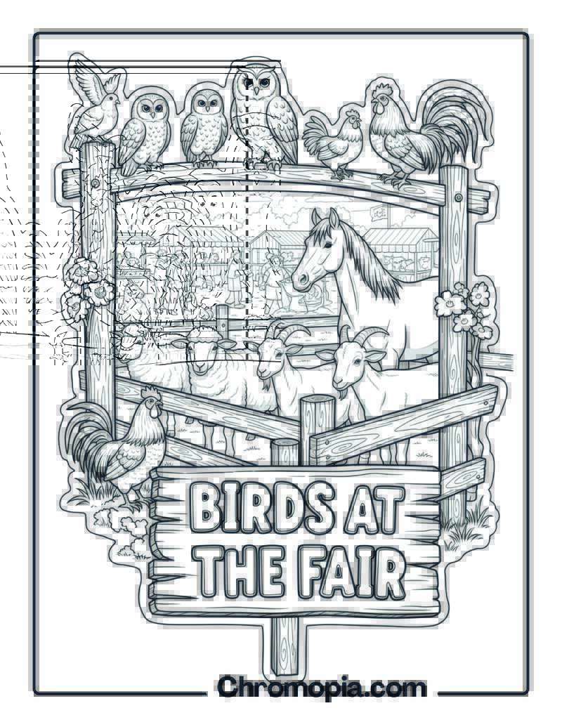 Birds and Animals at Country Fair coloring page