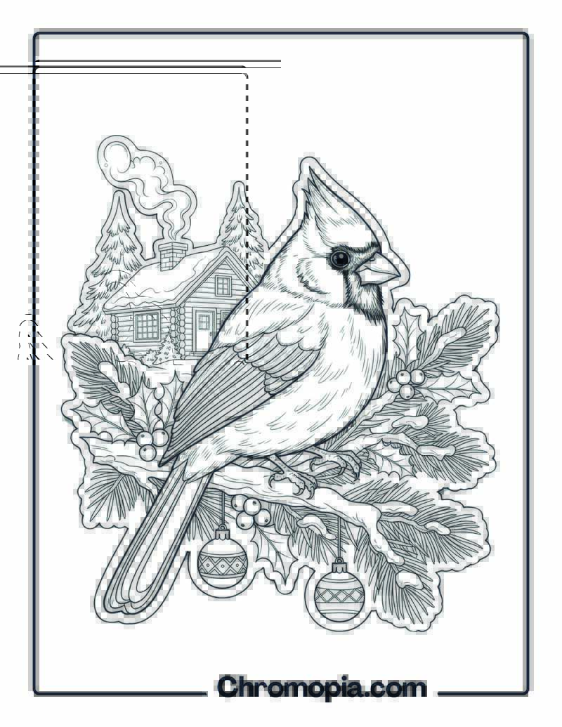 Christmas Cardinal coloring page
