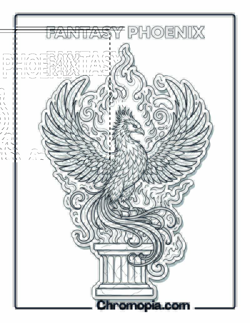 Fantasy Phoenix coloring page
