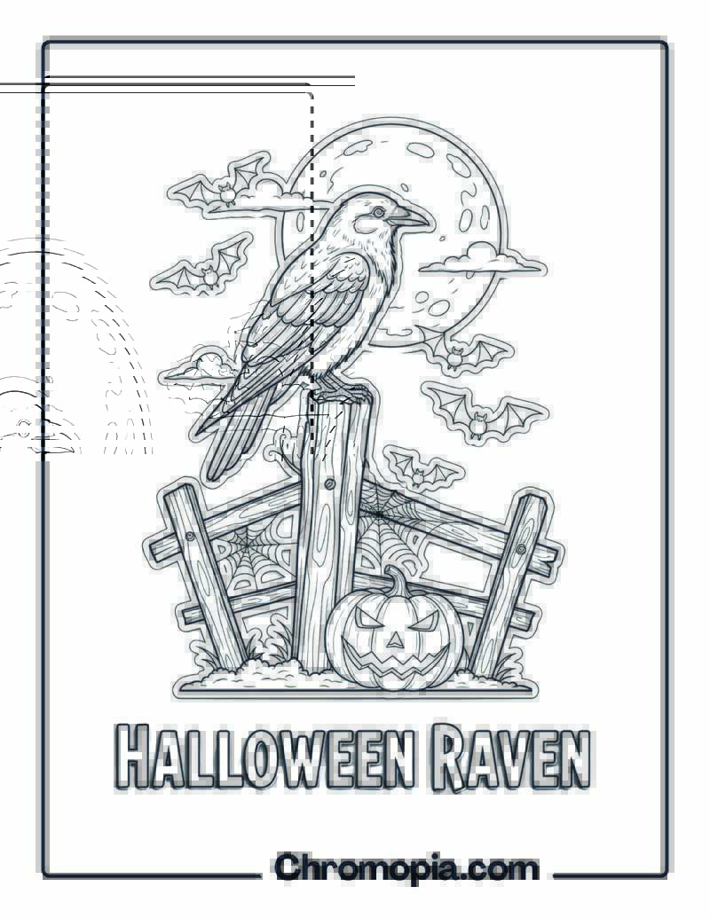 Halloween Raven coloring page
